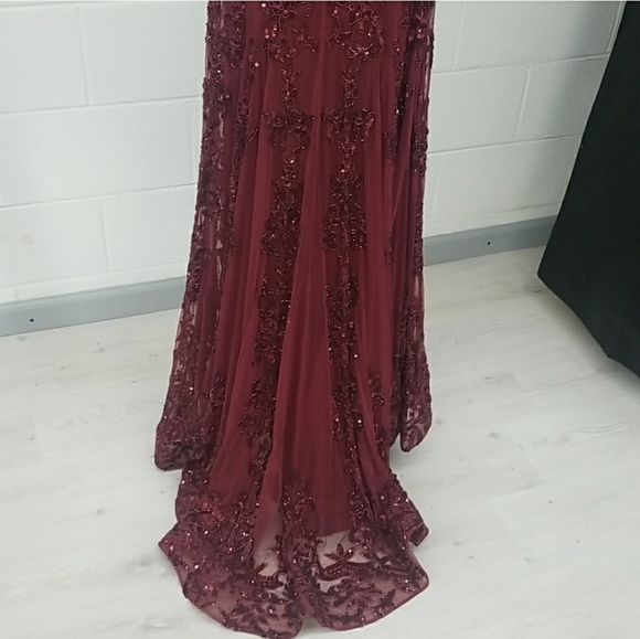 Sherri hill ruby red burgundy wine mermaid pageant prom dress - Picture 12 of 14